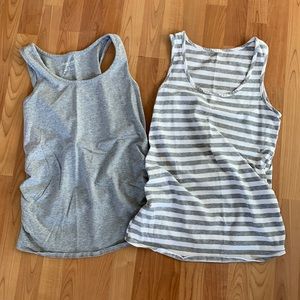 Lot of 2 Flutter & Kick maternity tank tops sz S
